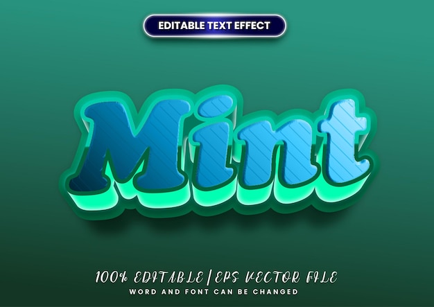 mint text cartoon effect editable text style effect