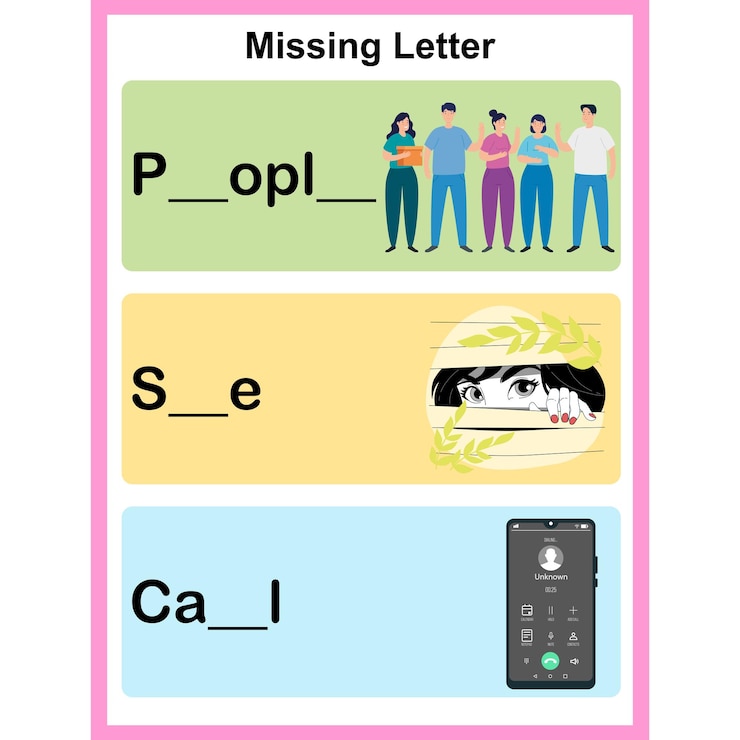 Vector missing letter activity worksheet for kids page 13