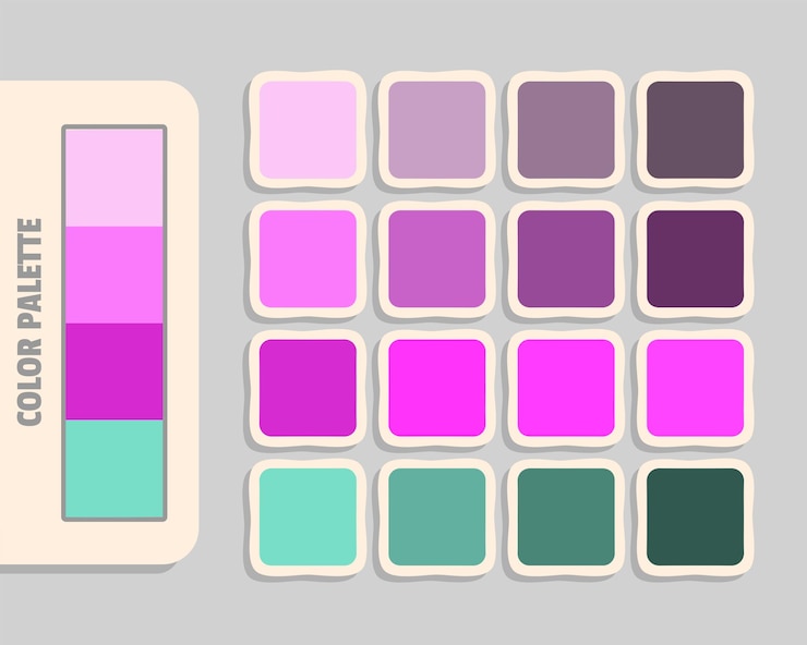 Vector mistyrose violet mediumorchid aquamarine color palette rgb colors matching harmonious colours
