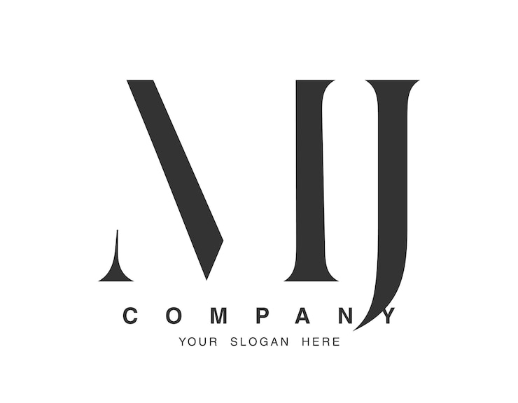 Vector mj logo design initial letter m and j serif font style creative classic company name typography trendy logotype or identity