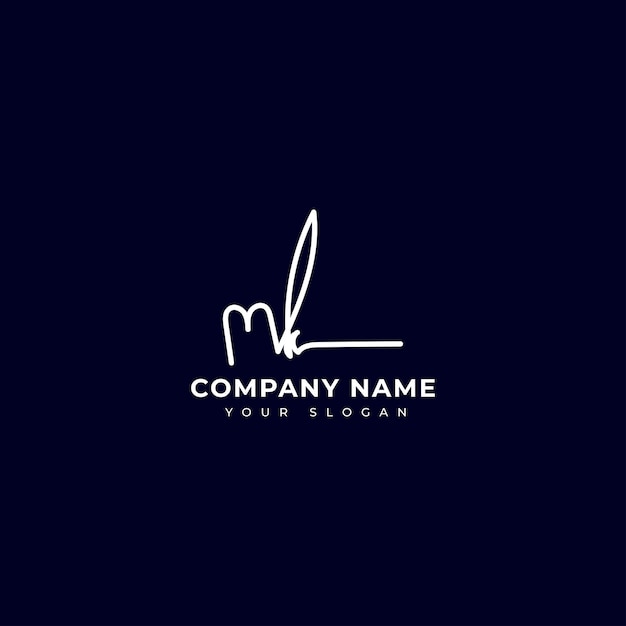 mk initial signature logo vector design