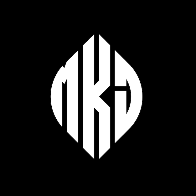 mkj circle letter logo design with circle and ellipse shape mkj ellipse letters with typographic style the three initials form a circle logo mkj circle emblem abstract monogram letter mark vector