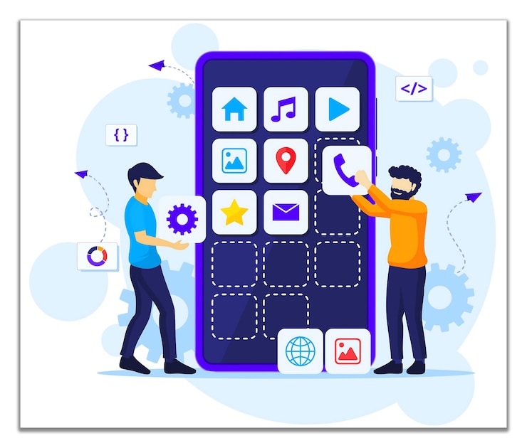 Vector mobile app development illustration