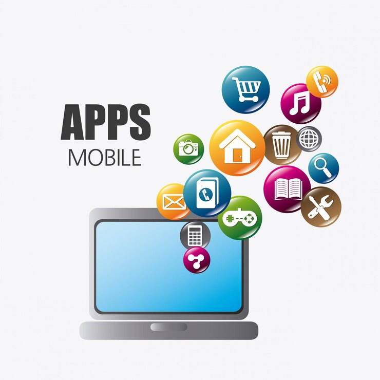 Vector mobile applications and technology icons design.
