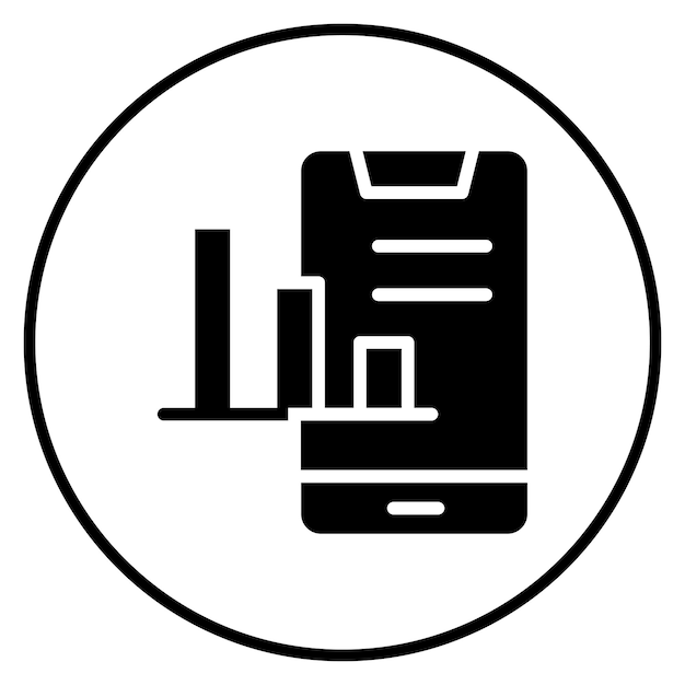Mobile Bar Graph vector icon illustration of SEO and SEM iconset