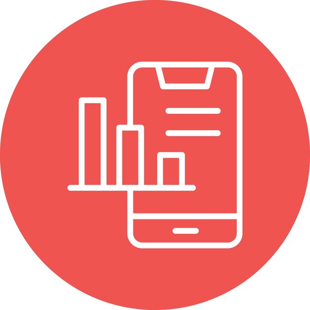 Mobile Bar Graph vector icon illustration of SEO and SEM iconset
