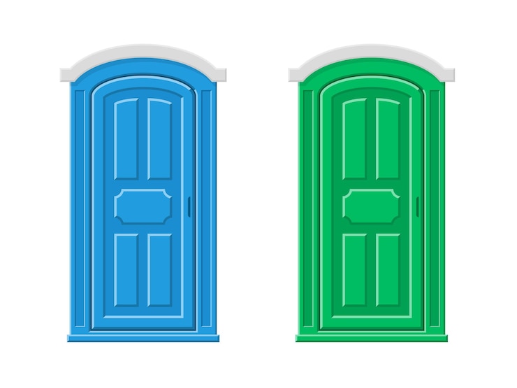 Vector mobile portable plastic toilet used in public places isolated on white background chemical bio toilet cabin restroom wc lavatory stall public convenience facilities vector illustration