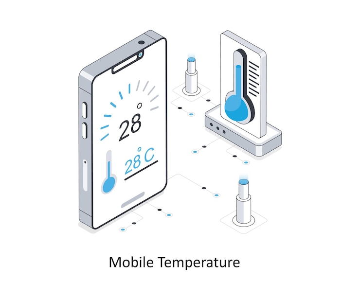 Vector mobile temperature isometric stock illustration eps file stock illustration