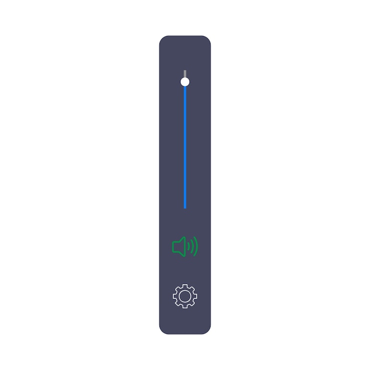 Vector mobile volume up down slider bar icon sound volume level control on off mute button speaker sound setting control panel playback music audio scroll slider