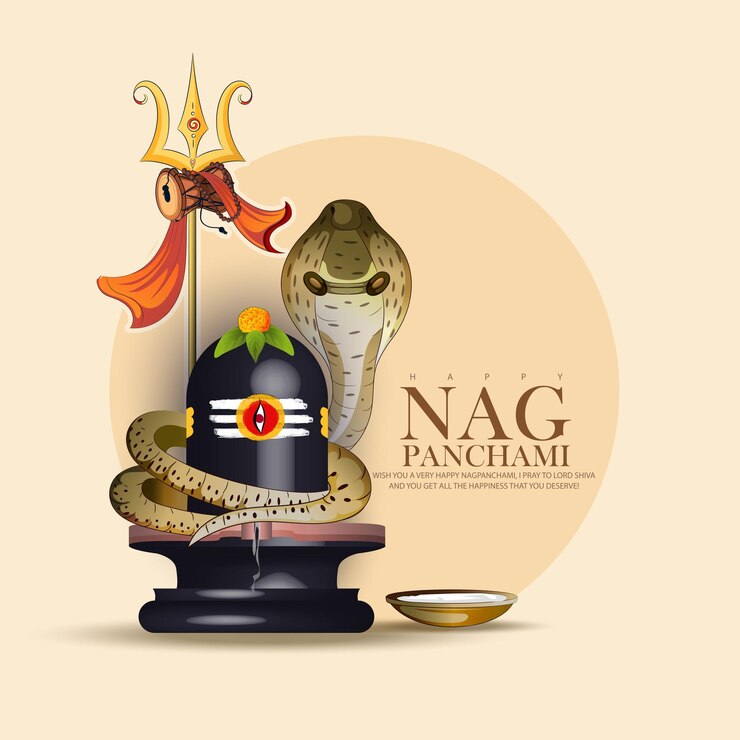 Vector mobilecreative vector sketch of nag panchami vectorposterwith abstract background
