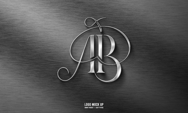 Vector mockup logo 3d realistis pada dinding beton