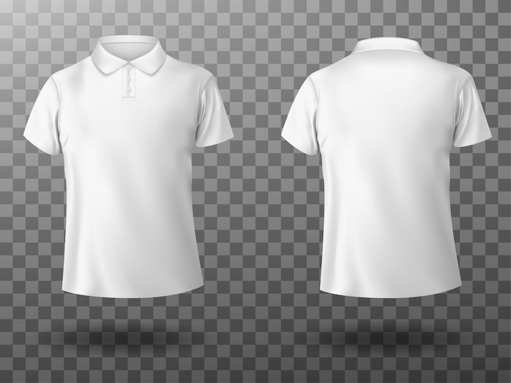 Vector mockup realistis kaos polo putih pria