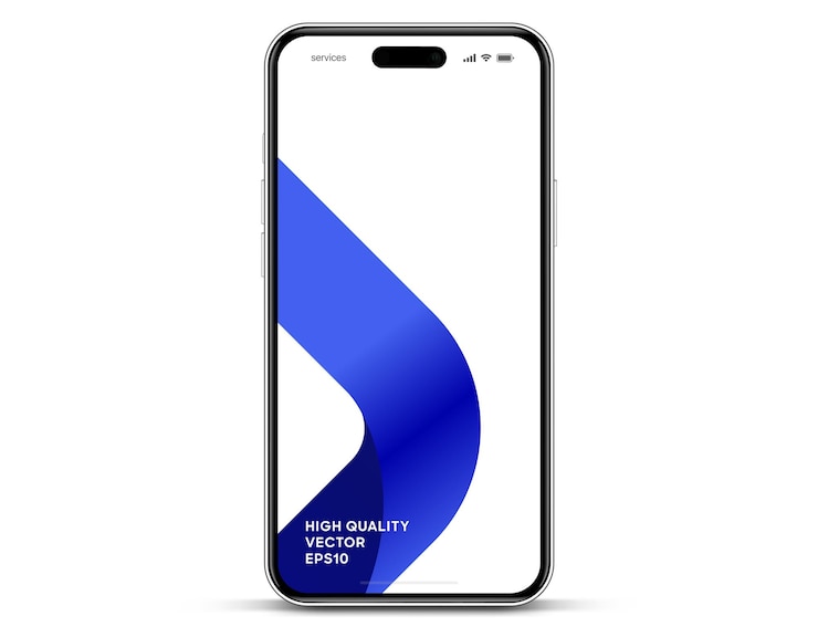 Vector mockup smartphone 3d berkualitas tinggi dengan sudut berbeda dan latar belakang terisolasi untuk menampilkan aplikasi seluler