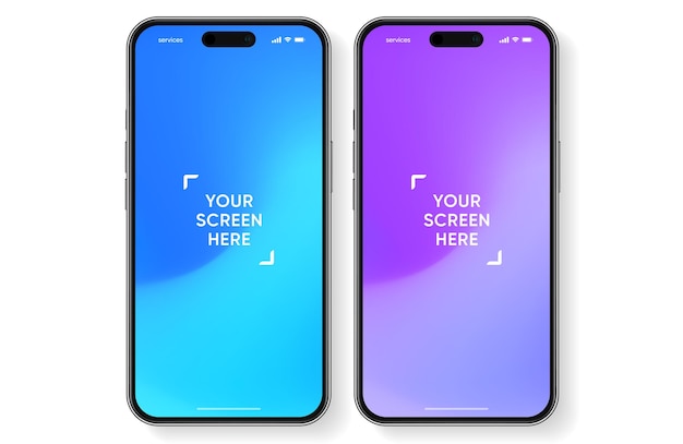 Mockup smartphone 3D berkualitas tinggi dengan sudut berbeda dan latar belakang terisolasi untuk menampilkan aplikasi seluler