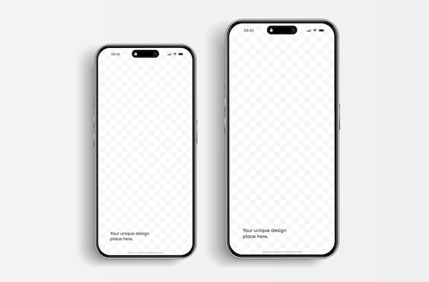 Mockup smartphone realistis Vektor ponsel dengan latar belakang putih terisolasi Tampilan depan perangkat