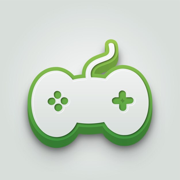 modern 3d green and white game controller icon with editable background