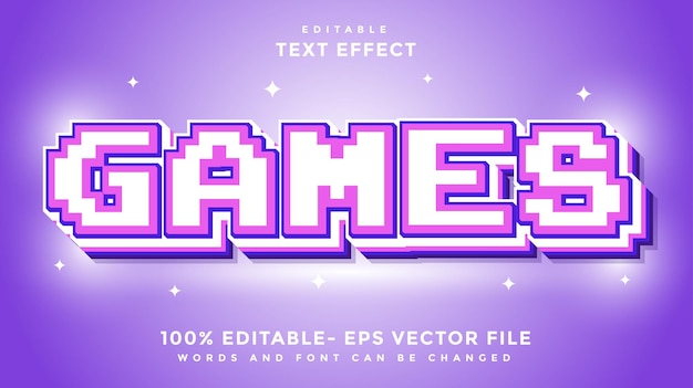 modern 3d word games editable text effect design template effect saved in graphic style