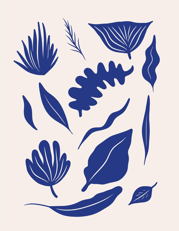 Vector modern abstract aesthetic illustrations with plants contemporary wall decor