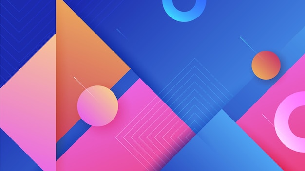 Modern abstract neon gradient blue colorful for design background Blue background with orange yellow pink red gradient geometric shapes Vector illustration