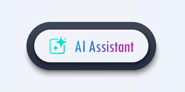 Modern AI assistant Button 3D push button AI stars Artificial intelligence technology concept Chat with AI UI UX design Vector illustration