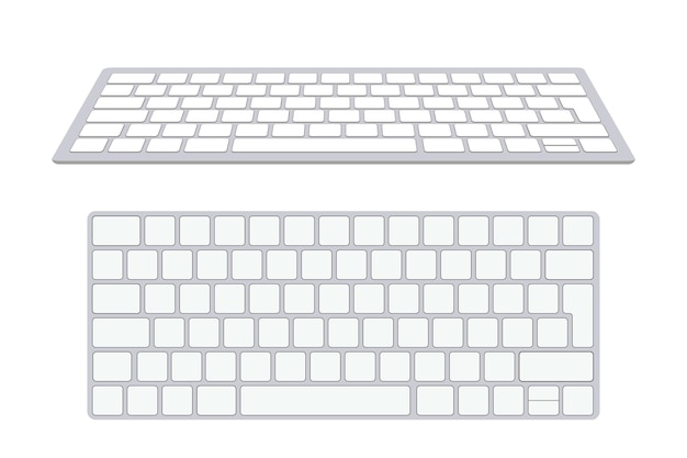 modern aluminum computer keyboard isolated on white background vector illustration