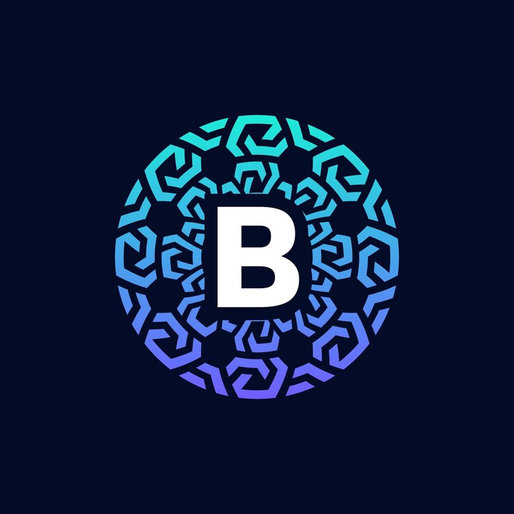 Vector modern and bold initial letter b alphabet circle ornamental emblem logo