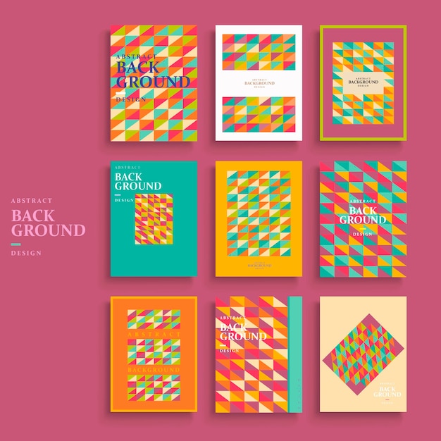 modern background pattern design set with colorful mosaic elements