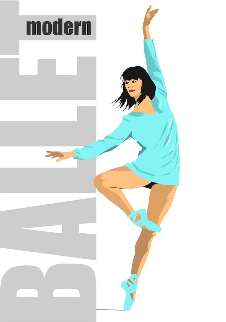 Vector modern ballet dancer colored 3d illustration