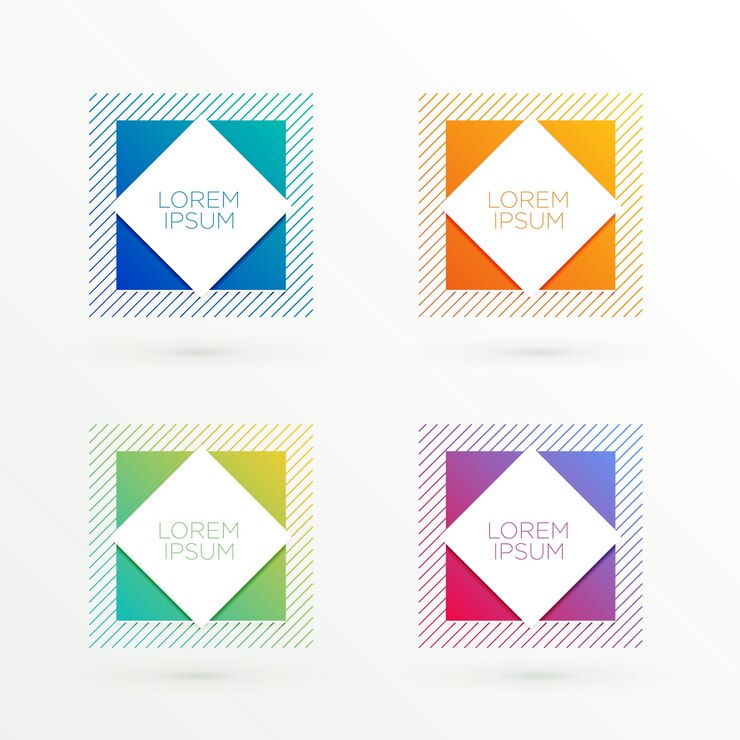 Vector modern banners set in geometric shapes
