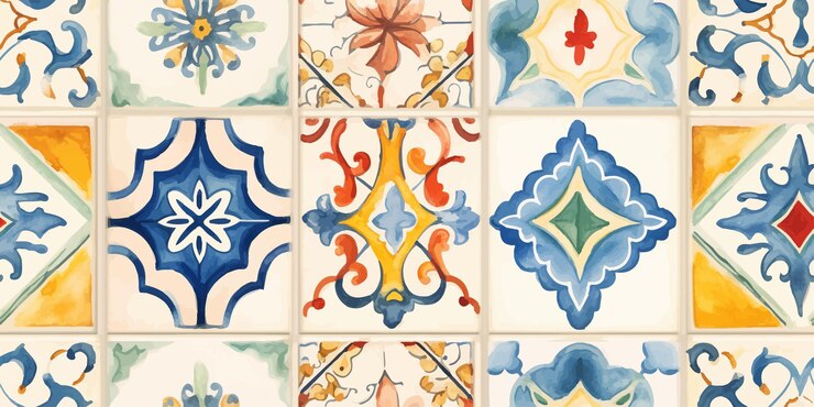 Modern Beautiful seamless pattern in patchwork style with contemporary hand drawn watercolor
