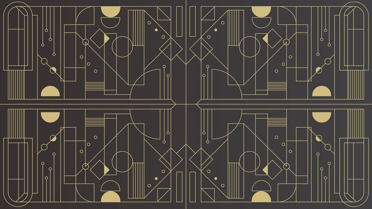 Modern Black Gold Art Deco Geometric Background Pattern Wallpaper Design