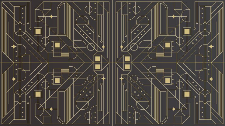 Modern Black Gold Art Deco Geometric Background Pattern Wallpaper Design