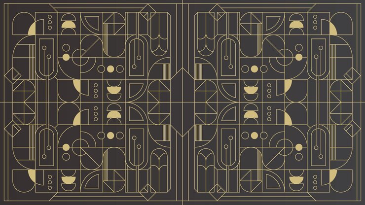 Modern Black Gold Art Deco Geometric Background Pattern Wallpaper Design