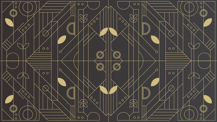 Modern Black Gold Art Deco Geometric Background Pattern Wallpaper Design