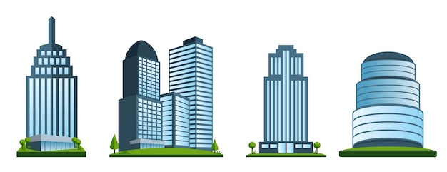 Modern Building Illustration Set