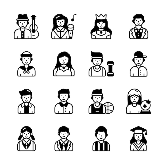 Modern bundle of glyph icon denoting citizens and professional avatars