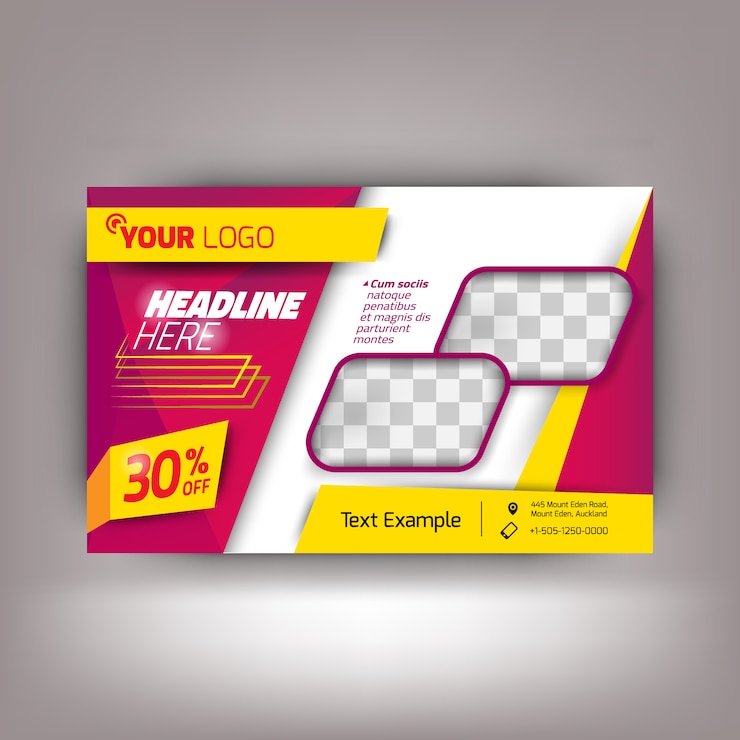 Vector modern business flyer in purple and yellow color