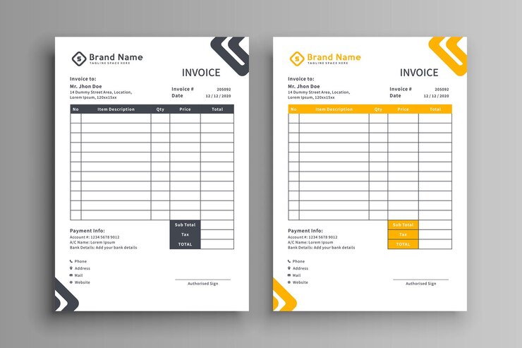 Vector modern business invoice design template
