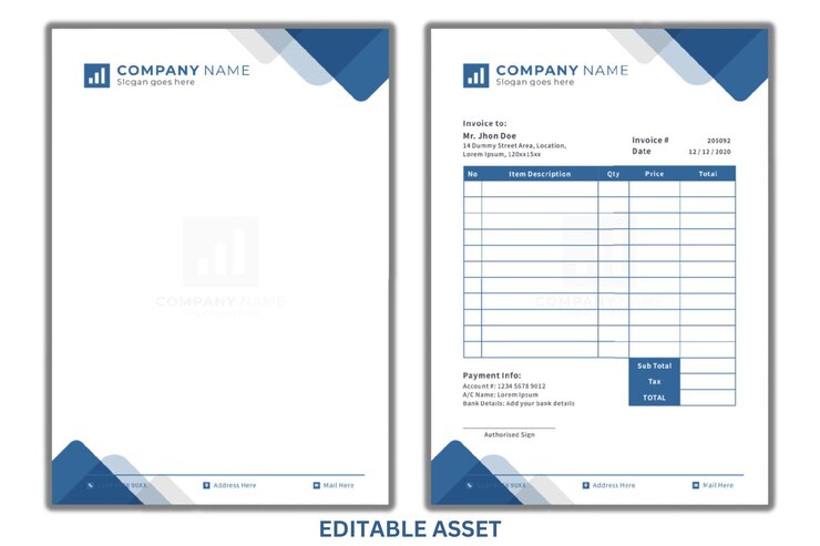 Vector modern business letterhead and invoice design template
