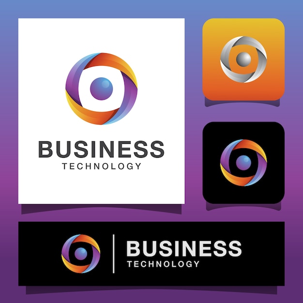 Modern color abstract globe with business technology logo, global media logo design