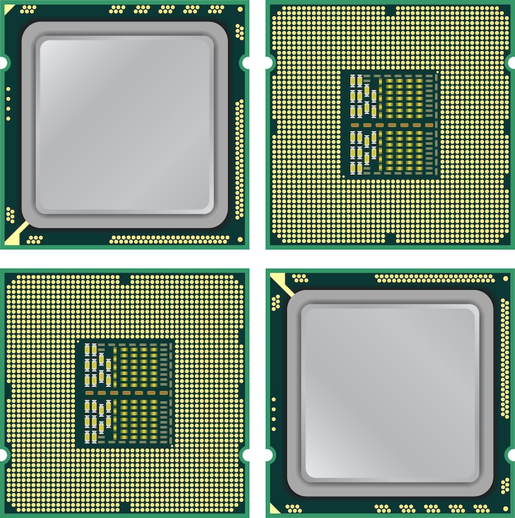 Vector modern computer processor on a white background