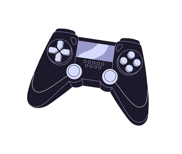 Modern controller for video game console icon Black joystick to play videogames Plastic joypad for digital fun Cybersport accessory for gamers Flat isolated vector illustration on white background