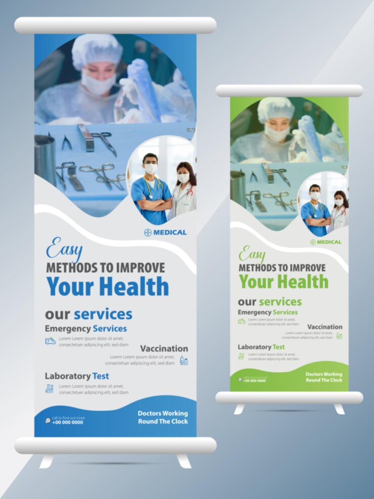 Modern corporate medical healthcare roll up banner template design