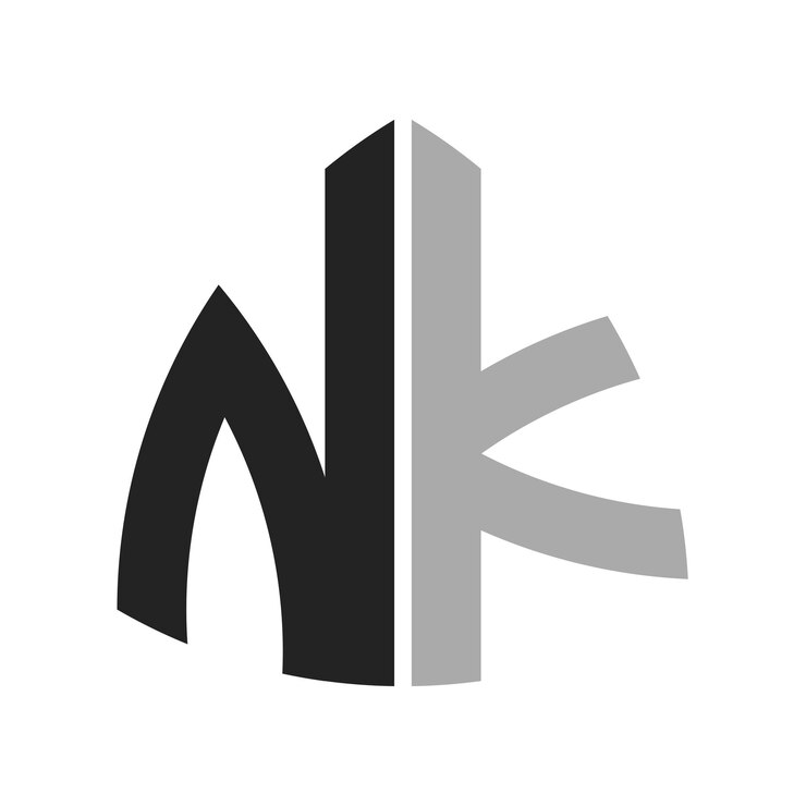 Vector modern creative nk logo design letter nk icon for any business and company