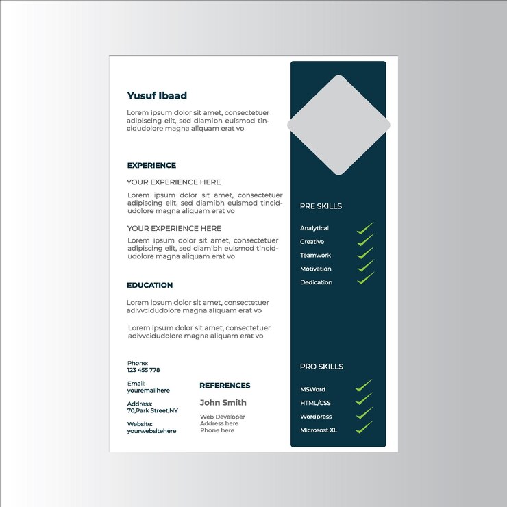 Vector modern cv resume letter