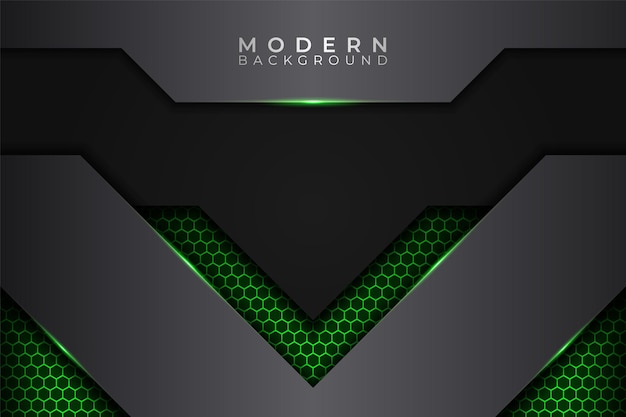 Modern Dark Background Futuristic Technology Silver with Glowing Green Pattern
