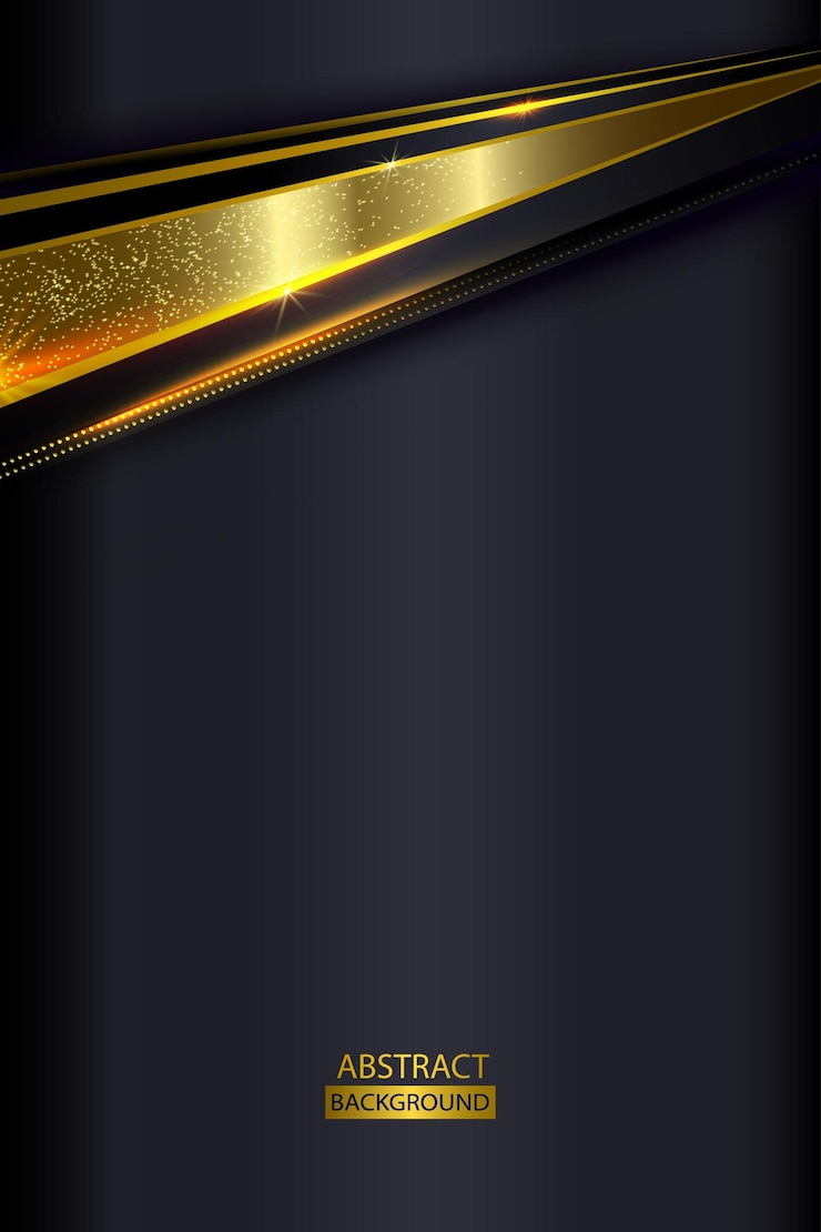Modern Dark Black Abstract Background With Metalic Golden Lines