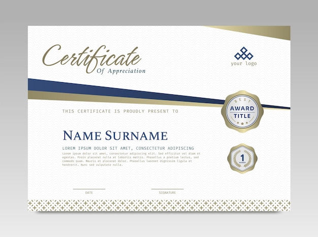 Modern design certificate template with simple elegant and luxurious in horizontal A4 size