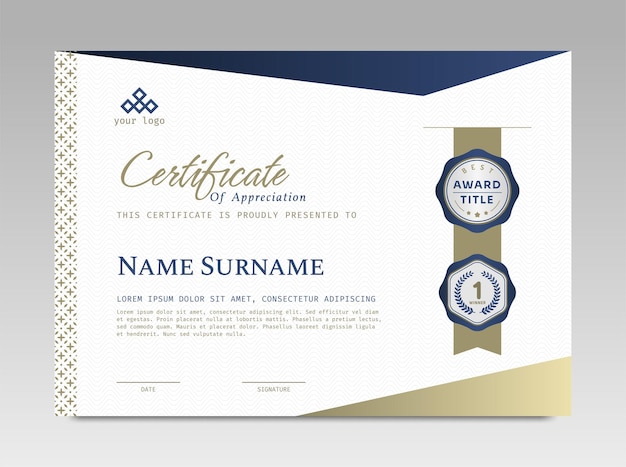 Modern design certificate template with simple elegant and luxurious in horizontal A4 size