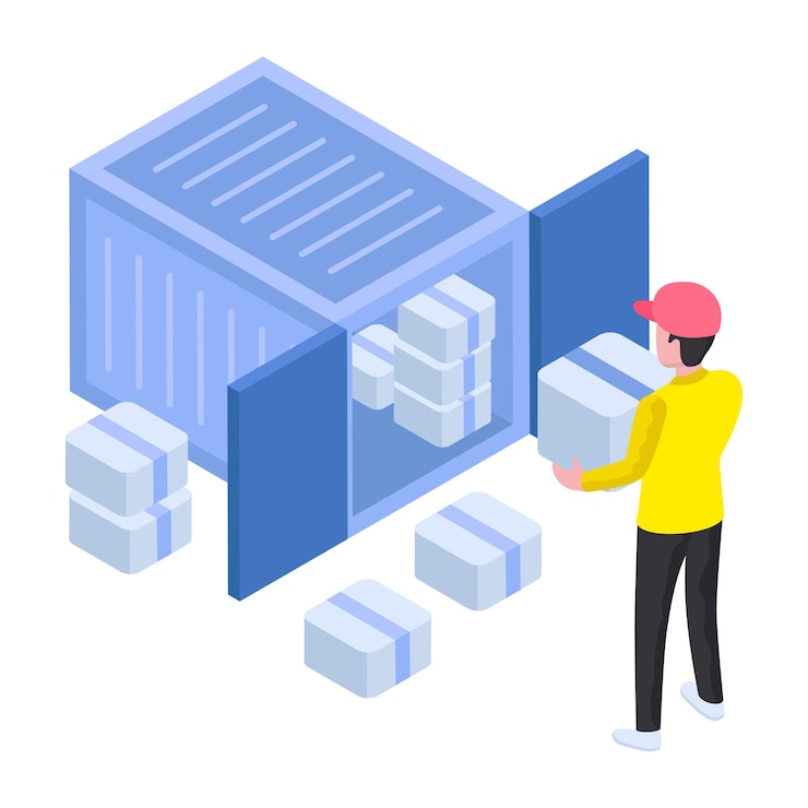 Vector modern design illustration of container loading